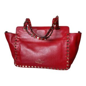 Vintage Valentino Red leather tote crossbody bag